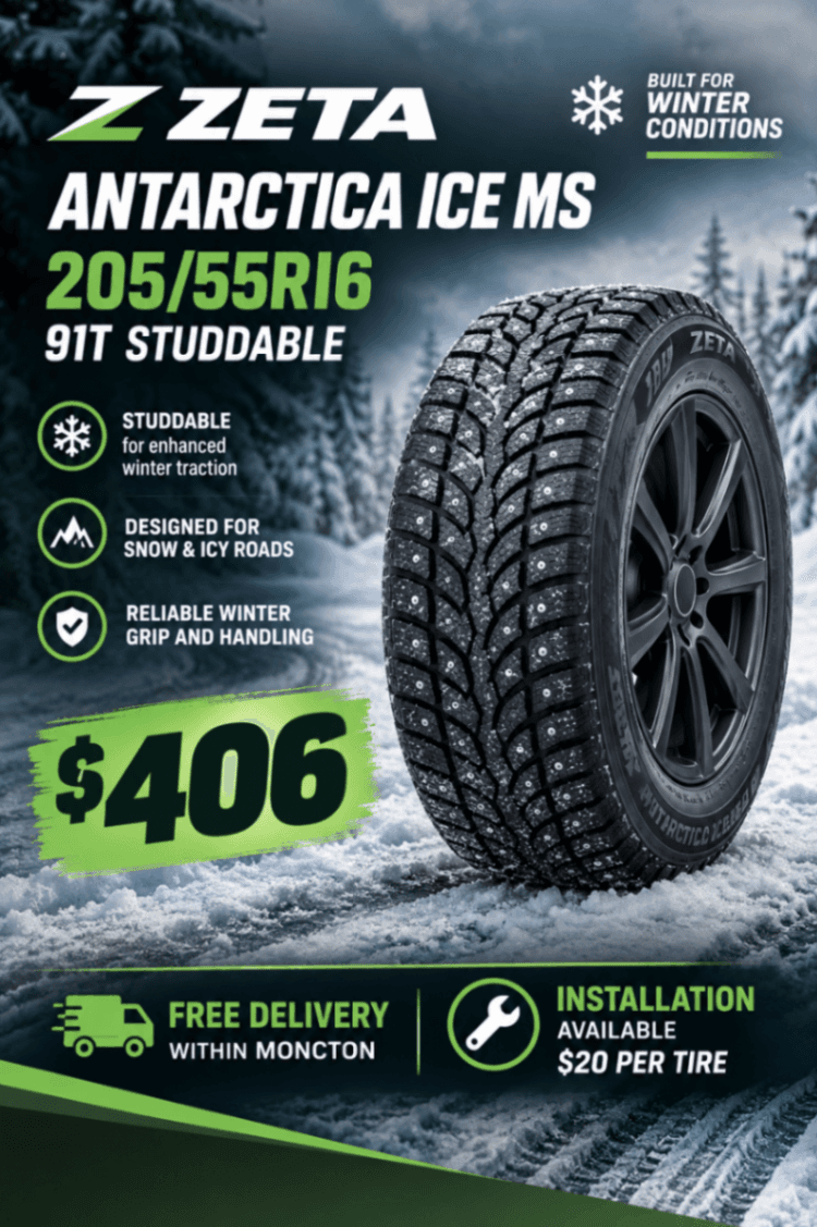 βοΈ 205/55R16 ZETA ANTARCTICA ICE MS 91T β STUDDABLE WINTER TIRESπ - Vehicles in Moncton, New Brunswick - Buy and Sell on Fliku