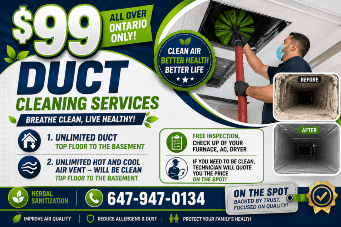 Air Duct Cleaning in 99 - Services in Brampton, Ontario - Buy and Sell on Fliku